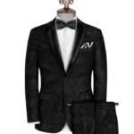 Men’s Black Italian Printed 2 Piece Tuxedo