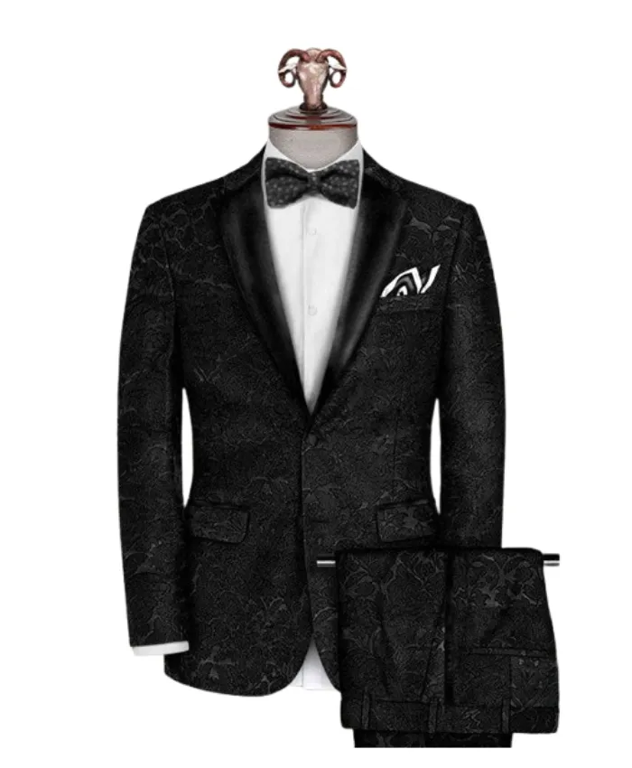 Men’s Black Italian Printed 2 Piece Tuxedo Men’s Black Italian Printed 2 Piece Tuxedo