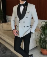 Men’s Light Grey Double Breasted Tuxedo