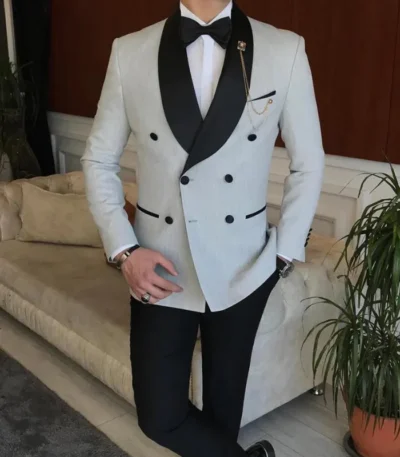 Men’s Light Grey Double Breasted Tuxedo
