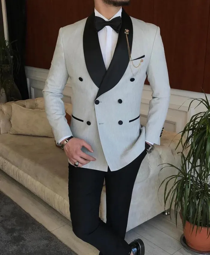 Men’s Light Grey Double Breasted Tuxedo Men’s Light Grey Double Breasted Tuxedo