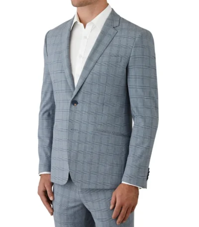 Men’s Sky Blue Check 2 Piece Suit