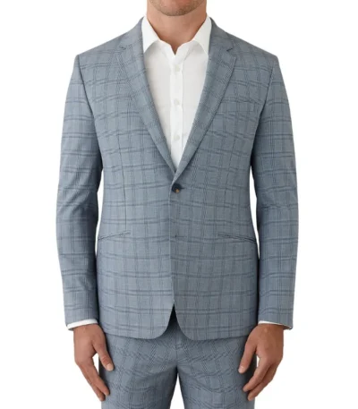 Men’s Sky Blue Check 2 Piece Suit