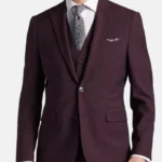 Men’s Slim Fit 3 Piece Burgundy Suit