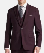 Men’s Slim Fit 3 Piece Burgundy Suit
