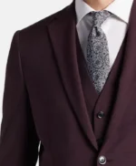 Men’s Slim Fit 3 Piece Burgundy Suit