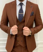 Men’s Slim Fit Dark Brown 3 Piece Suit