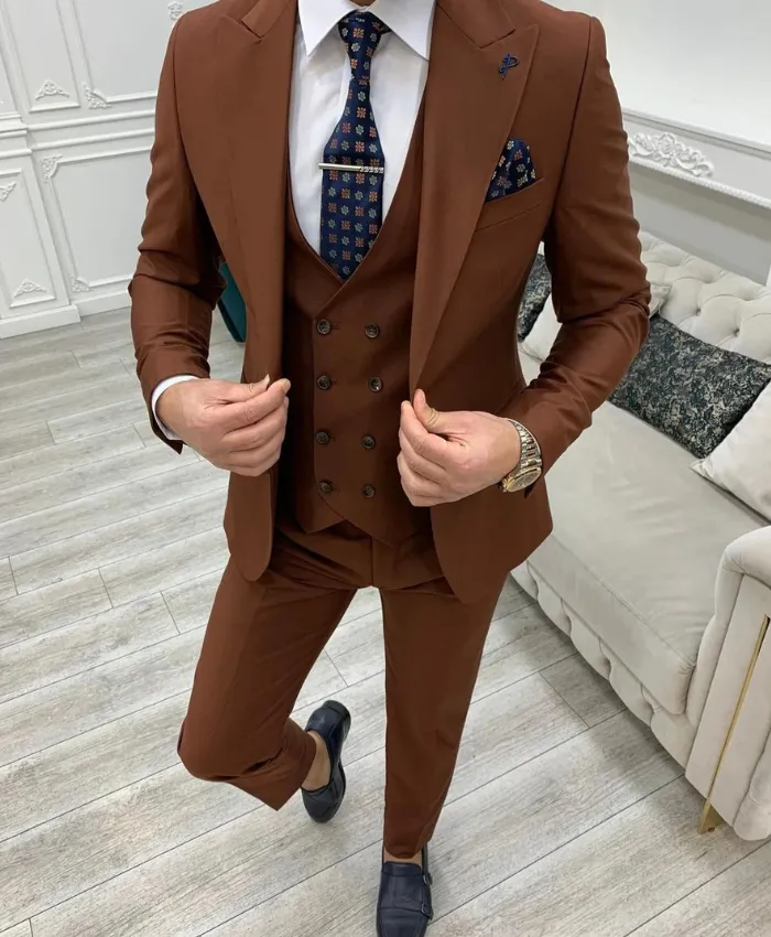 Men’s Slim Fit Dark Brown 3 Piece Suit Men’s Slim Fit Dark Brown 3 Piece Suit
