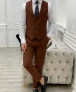 Men’s Slim Fit Dark Brown 3 Piece Suit
