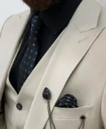 Mens 3 Piece Wedding Beige Suit