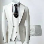 Mens White 3 Piece Suit Slim Fit Notch Lapel
