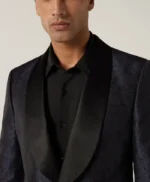 David Style Navy Blue Printed Tuxedo For Mens