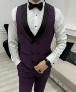 Men Three Piece Purple Wedding Suit
