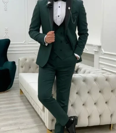 Men 3 Piece Suit Green Tuxedo Suit