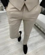 Mens 3 Piece Wedding Beige Suit