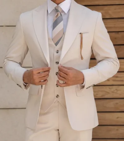 Richard Mens Cream Colored Suit
