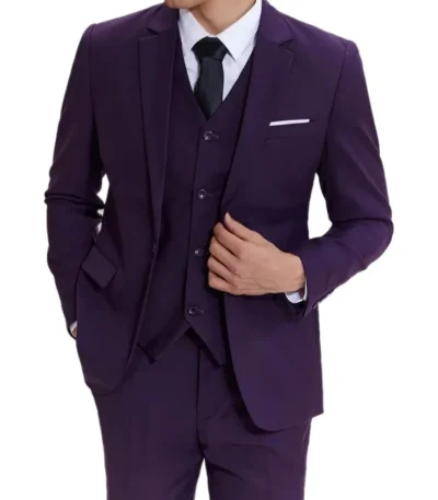 Men’s Slim Fit Purple Three Piece Suit