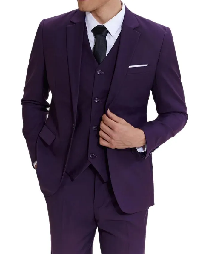 Men’s Slim Fit Purple Three Piece Suit Men’s Slim Fit Purple Three Piece Suit