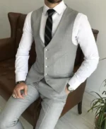 Steve Mens Grey 3 Piece Suit