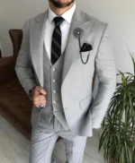 Steve Mens Grey 3 Piece Suit