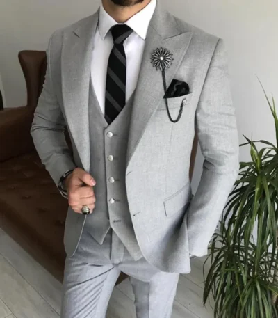 Steve Mens Grey 3 Piece Suit