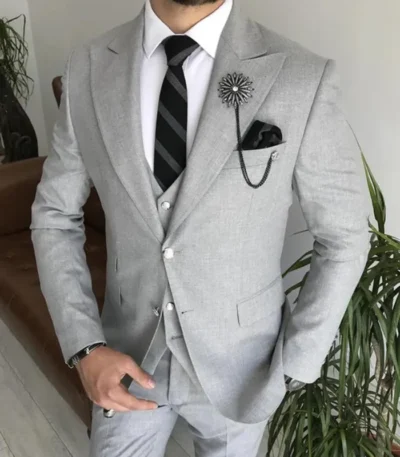 Steve Mens Grey 3 Piece Suit