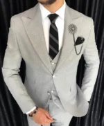 Steve Mens Grey 3 Piece Suit