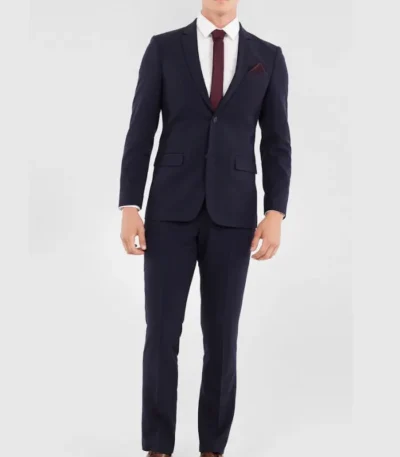 Romero Stylish Check Navy Blue Suit