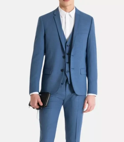 Stylish Mens Slim Fit Light Blue Suit