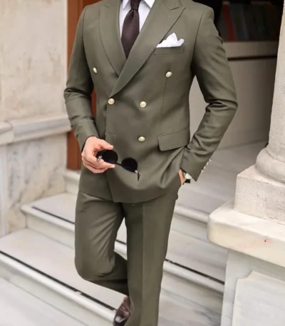 Two Piece Military Green Suit