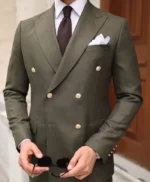 Two Piece Military Green Suit