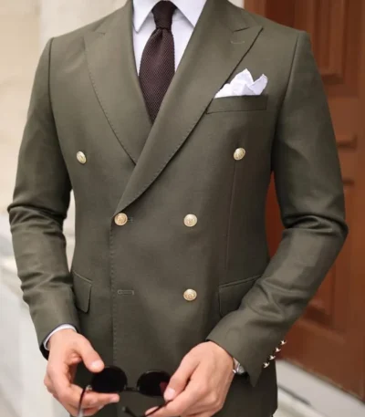 Two Piece Military Green Suit