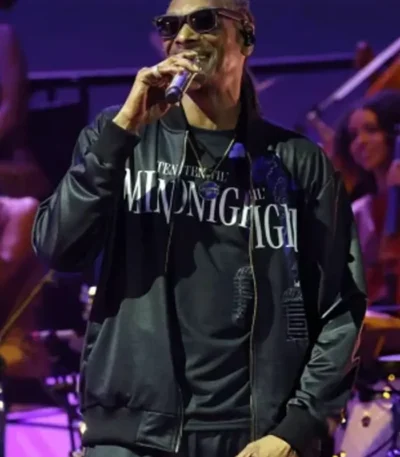 2026 Coachella Snoop Dogg Black Satin Jacket