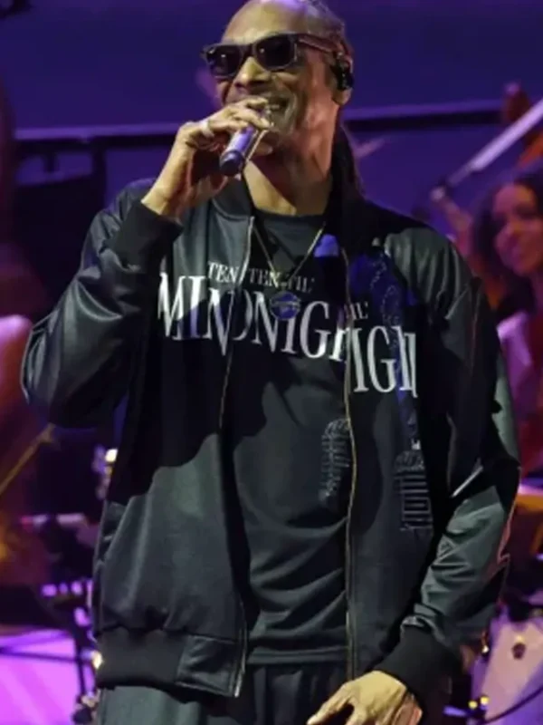 2026 Coachella Snoop Dogg Black Satin Jacket