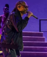2026 Coachella Snoop Dogg Black Satin Jacket