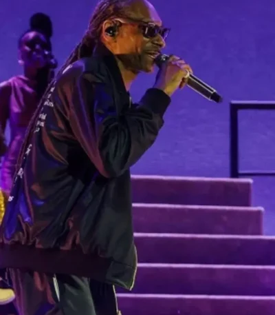 2026 Coachella Snoop Dogg Black Satin Jacket