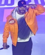 Knicks Game 2 Halftime Show Method Man Orange Jacket