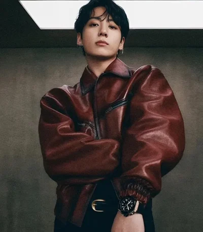 2026 Jungkook Dark Brown Leather Jacket