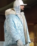 Toronto ICEMAN Video Shoot Drake Blue Quilted Jacket