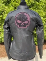 3x Women Pink Skull Leather Jacket