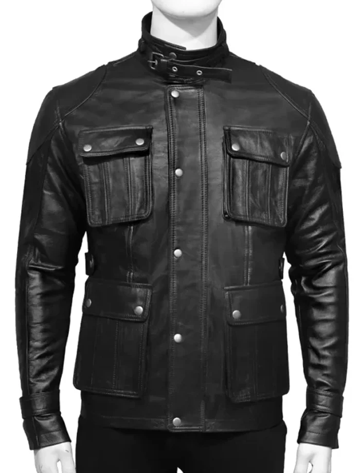 4 Pockets Black Leather Jacket 4 Pockets Black Leather Jacket