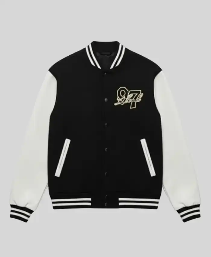 97 lloud Black and White Varsity Jacket 97 lloud Black and White Varsity Jacket
