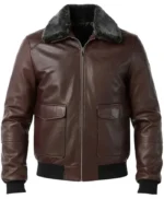 Adams Flight Dark Brown Men’s Leather Bomber Jacket