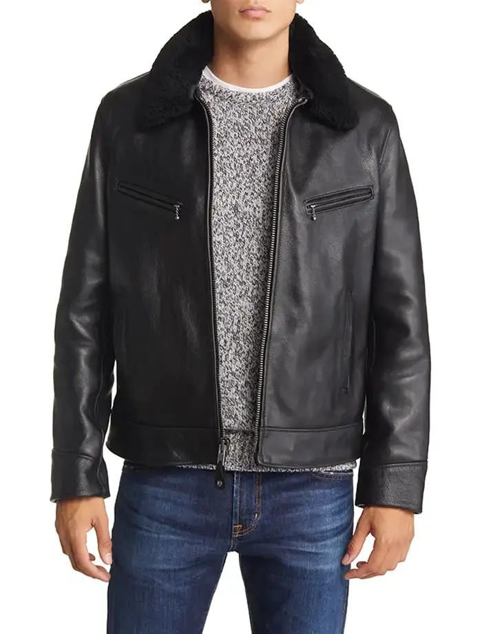 Alex Mens Leather Shearling Jacket Alex Mens Leather Shearling Jacket