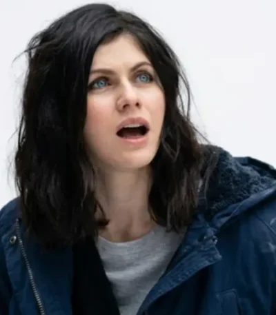 Couples Weekend Alexandra Daddario Blue Hooded Jacket