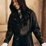 Amanda Brugel Sweetness Black Leather Biker Jacket