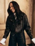 Amanda Brugel Sweetness Black Leather Biker Jacket