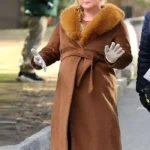 Amy Schumer Kinda Pregnant Brown Shearling Coat