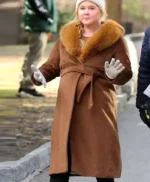 Amy Schumer Kinda Pregnant Brown Shearling Coat