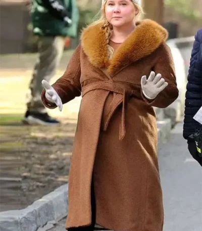 Amy Schumer Kinda Pregnant Brown Shearling Coat